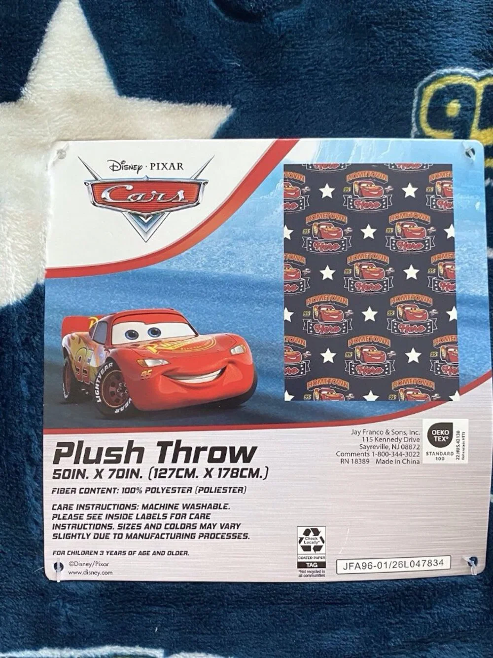 DISNEY Pixar CARS LIGHTNING MCQUEEN 95 Hometown Hero Throw Blanket 50” X 70” NEW